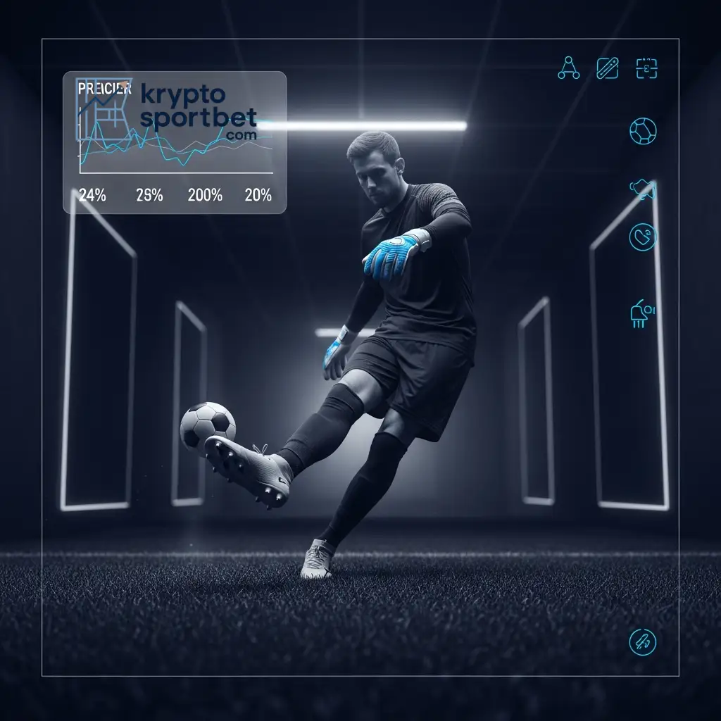 Futuristisches Bild eines Fußballspielers in Aktion, überlagert mit leuchtenden Leistungsdaten-Graphen, das die technologische Seite von Sportwetten auf das Spiel Ghana gegen Panama symbolisiert.