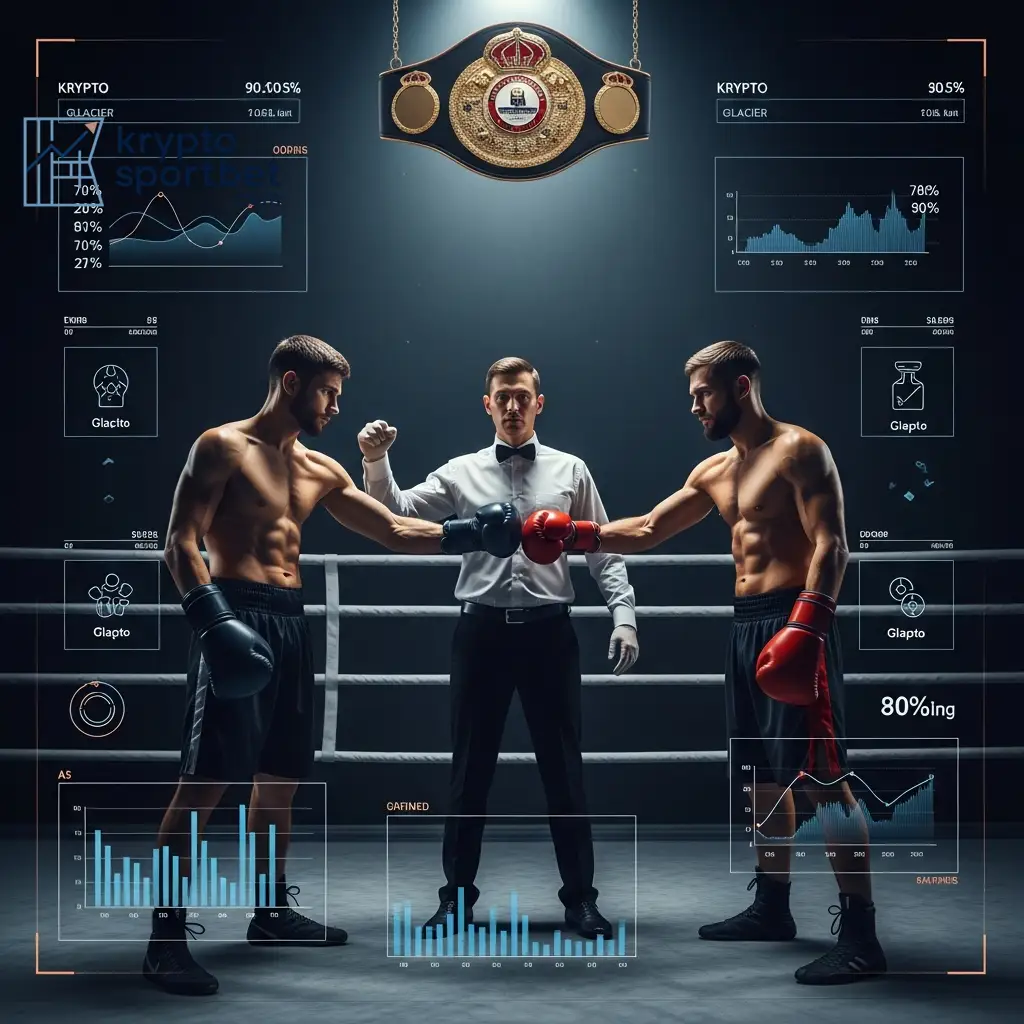 Zwei Boxer im Ring, symbolisch für den direkten Vergleich zwischen Tunesien und Japan, mit digitalen Daten-Overlays, die die analytische Tiefe des Duells unterstreichen.